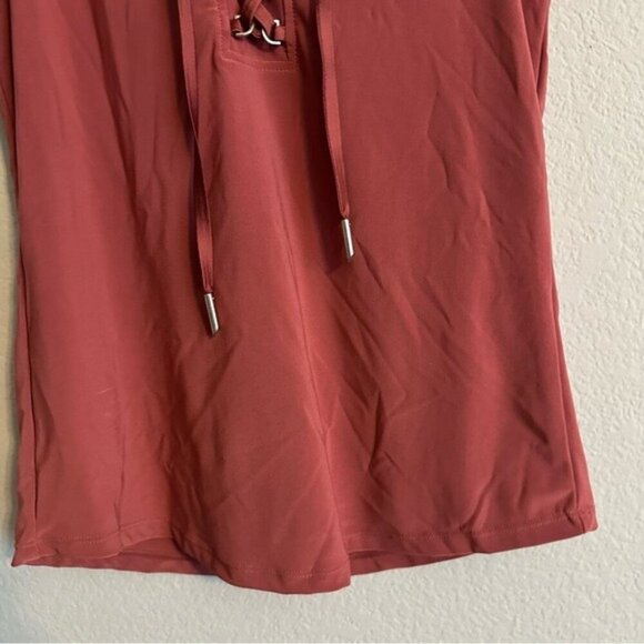 White House Black Market Rust Lace Up Tank Size XXS NWT $55 V Neck - Picture 5 of 9